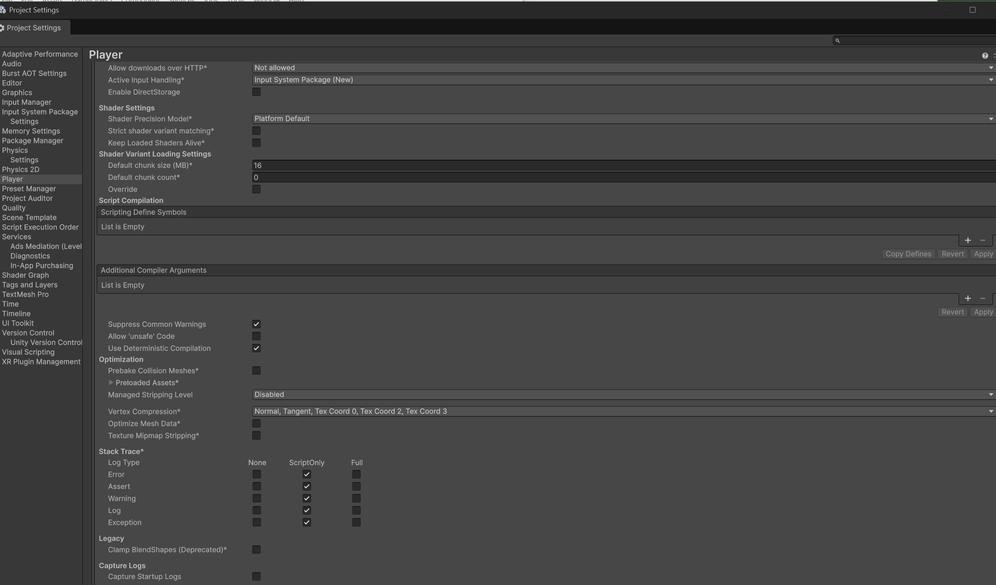 Unity 6 player settings